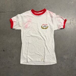 Vintage Smirnoff Vodka Drink Specialist‎ Ringer T-Shirt White Red Large USA Made